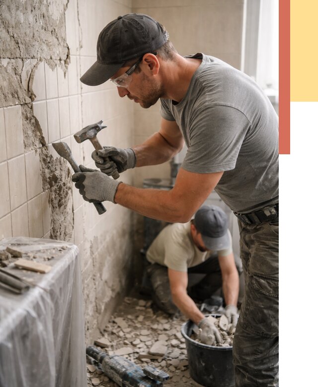 Демонтаж плитки со стен в Норильске от 883 руб. — быстро и недорого | ОТДЕЛОЧНИК-Нрл