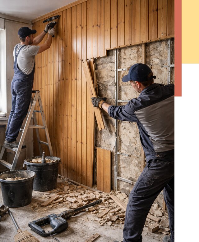 Демонтаж вагонки со стен в Норильске от 1506 руб. — снятие, удаление, срочно | ОТДЕЛОЧНИК-Нрл