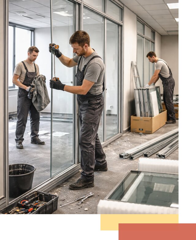 Демонтаж стеклянных перегородок в Норильске быстро и безопасно