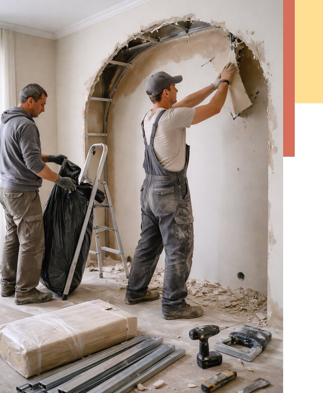 Демонтаж арки из гипсокартона в Норильске от 3635 руб. — услуги под ключ | ОТДЕЛОЧНИК-Нрл