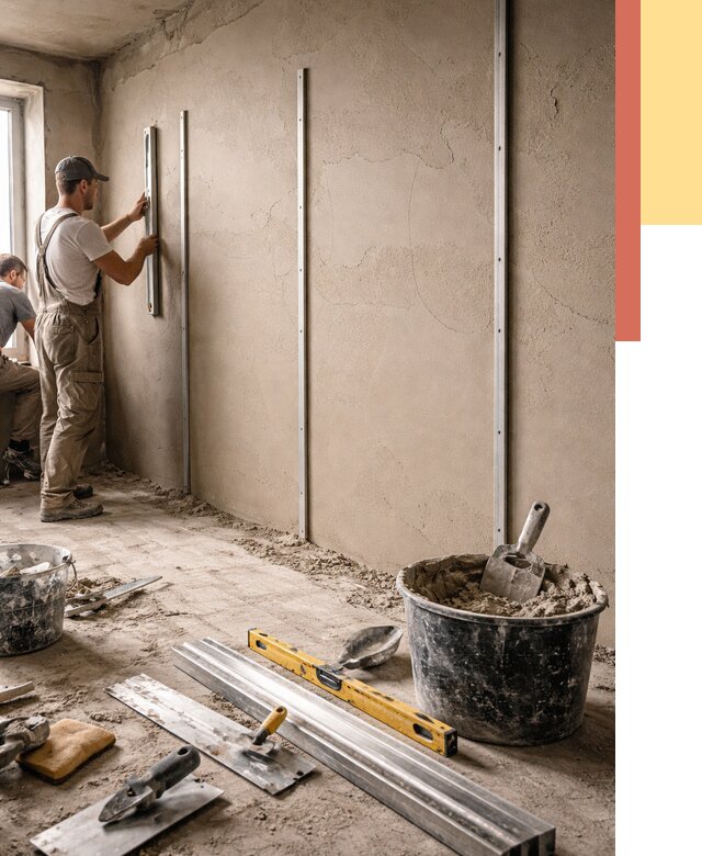 Штукатурка стен по маякам в Норильске от 5712 руб./м² — выравнивание под ключ | ОТДЕЛОЧНИК-Нрл