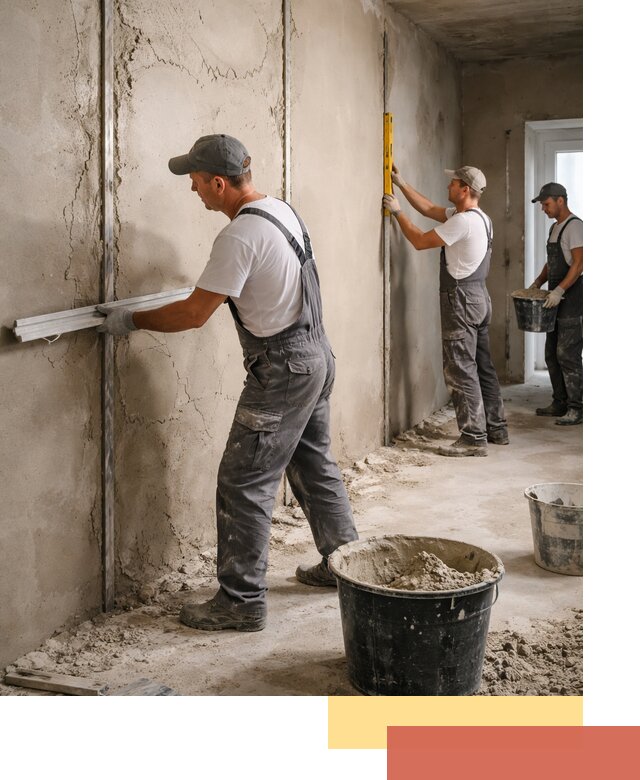 Штукатурка стен по маякам в Норильске — точная и ровная поверхность