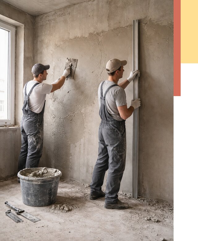 Штукатурка бетонных стен в Норильске от 4673 руб/м² — качественно и быстро | ОТДЕЛОЧНИК-Нрл