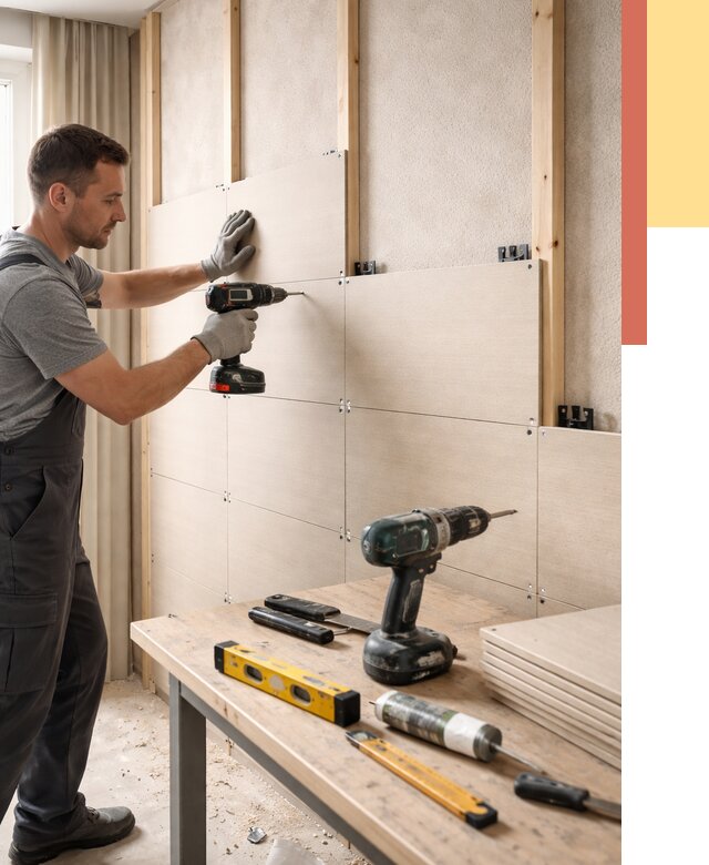 Монтаж МДФ панелей на стены в Норильске от 1298 руб. под ключ | ОТДЕЛОЧНИК-Нрл