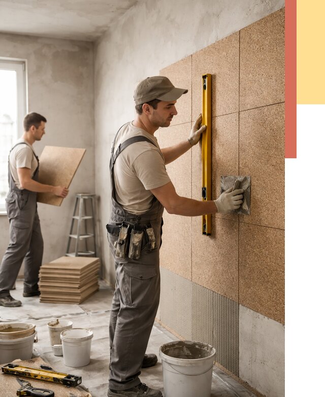 Монтаж пробковых панелей на стены в Норильске от 3635 руб. — ОТДЕЛОЧНИК-Нрл