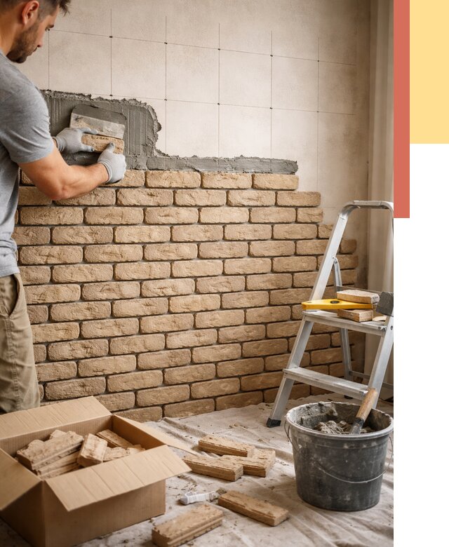 Монтаж декоративного кирпича в Норильске от 3323 руб./м² — быстро и недорого | ОТДЕЛОЧНИК-Нрл