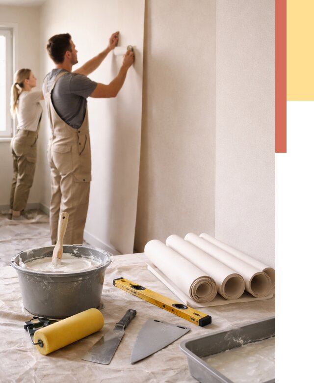 Поклейка бумажных обоев в Норильске от 5712 руб./м2 — быстро и недорого | ОТДЕЛОЧНИК-Нрл