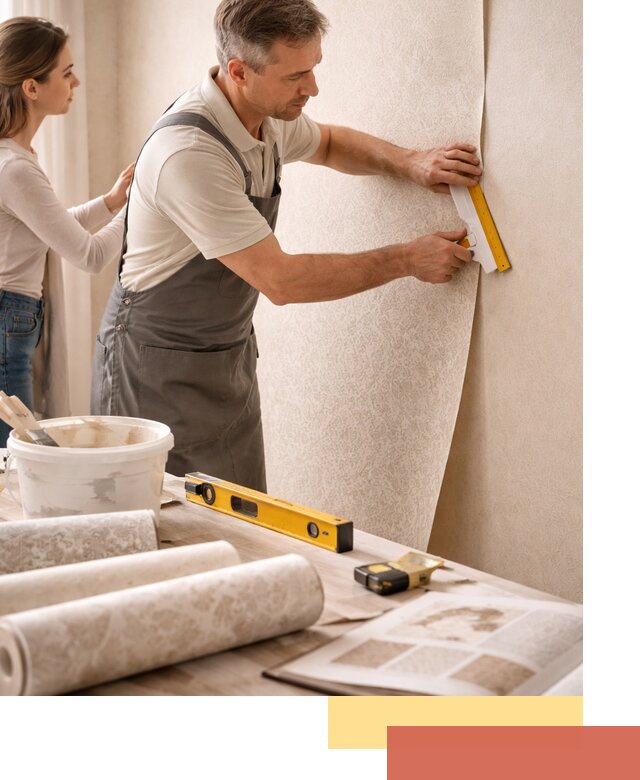 Поклейка обоев с подбором рисунка в Норильске