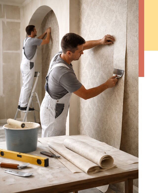 Поклейка обоев на сложные стены в Норильске от 2908 руб. под ключ | ОТДЕЛОЧНИК-Нрл