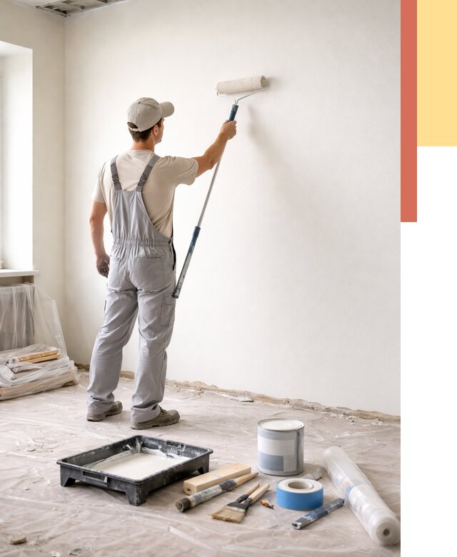 Покраска стен водоэмульсионной краской в Норильске от 467 руб. за м² | ОТДЕЛОЧНИК-Нрл