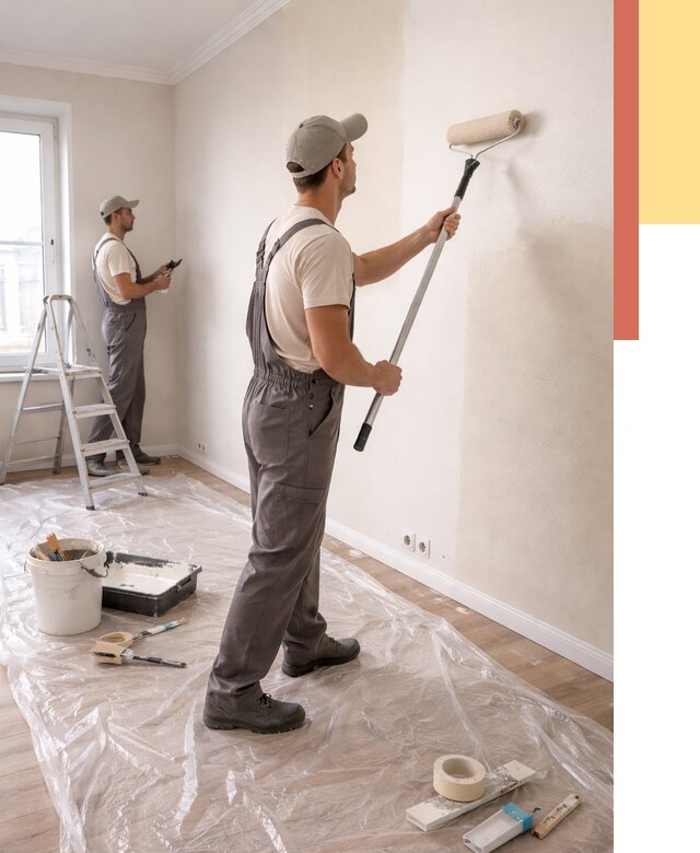 Покраска стен акриловой краской в Норильске от 3635 руб./м² — быстро и недорого | ОТДЕЛОЧНИК-Нрл