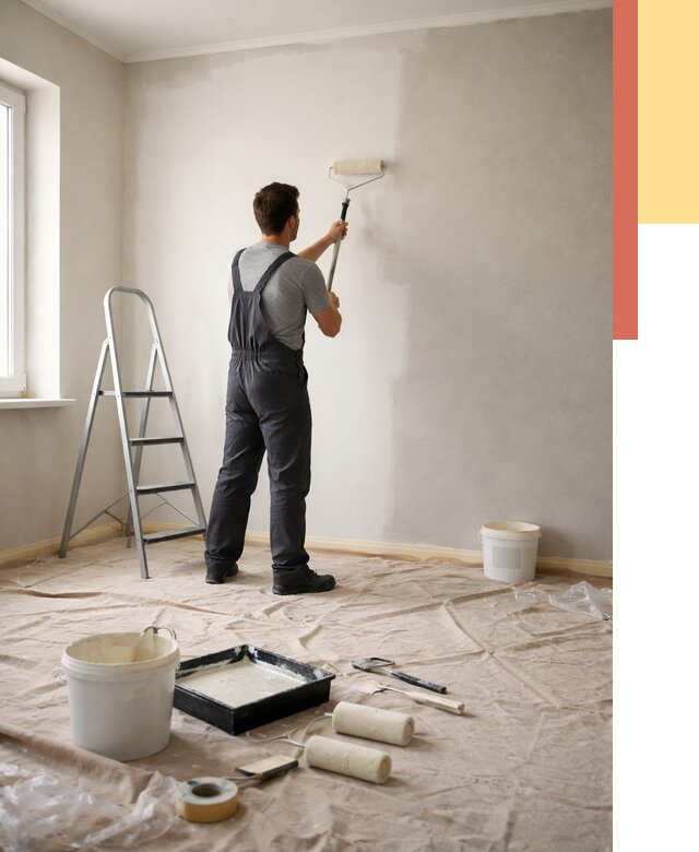 Покраска стен моющейся краской в Норильске от 363 руб./м² — быстро и недорого | ОТДЕЛОЧНИК-Нрл