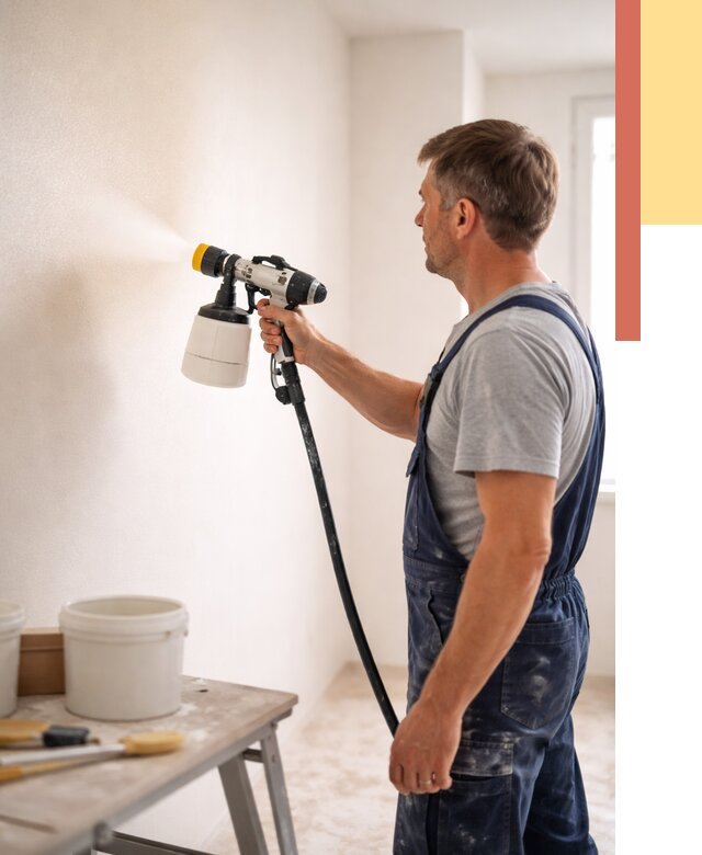 Покраска стен краскопультом в Норильске от 7789 руб. — механизированная покраска | ОТДЕЛОЧНИК-Нрл