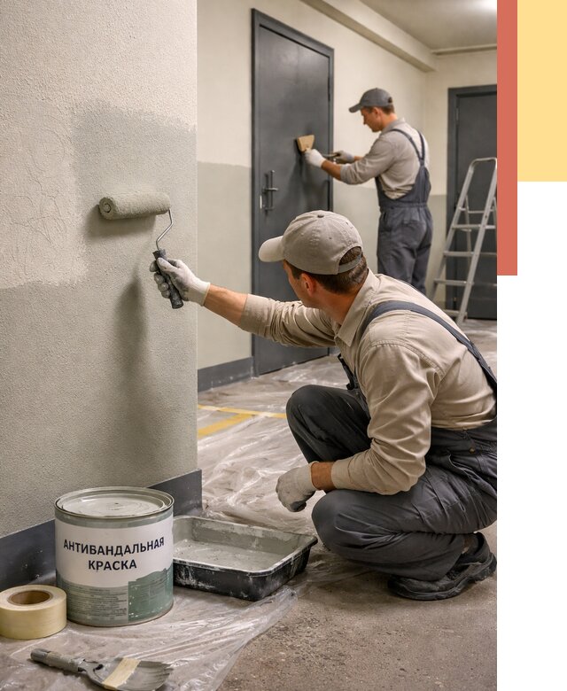 Покраска стен антивандальной краской в Норильске от 4673 руб./м² под ключ | ОТДЕЛОЧНИК-Нрл