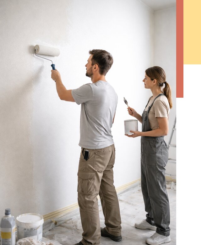 Окраска стен по стеклохолсту в Норильске от 4673 руб/м² под ключ | ОТДЕЛОЧНИК-Нрл