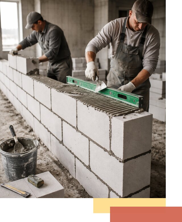 Кладка перегородок из газобетона в Норильске быстро и качественно