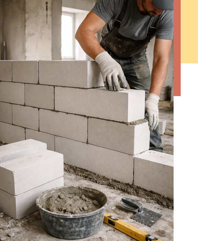 Кладка перегородок из силикатного блока в Норильске от 4154 руб. под ключ | ОТДЕЛОЧНИК-Нрл