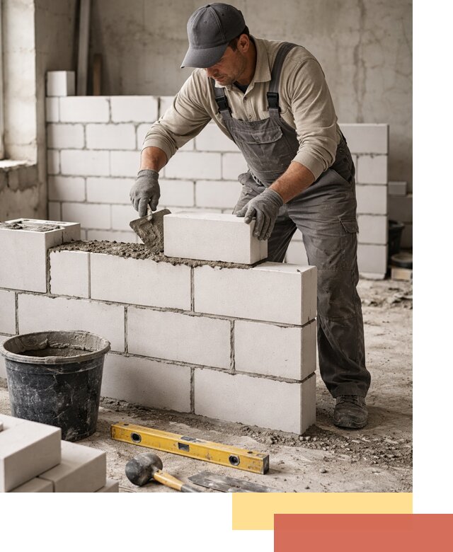 Кладка перегородок из силикатного блока в Норильске