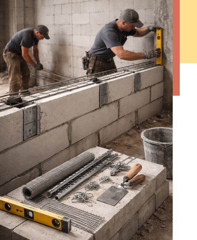 Армирование кладки перегородок в Норильске от 779 руб. под ключ | ОТДЕЛОЧНИК-Нрл