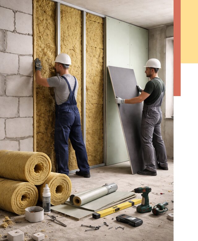 Шумоизоляция перегородок из блоков в Норильске от 1921 руб./м² — быстро и недорого | ОТДЕЛОЧНИК-Нрл