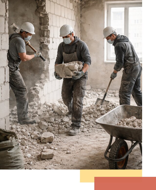 Демонтаж блочных перегородок в Норильске быстро и аккуратно