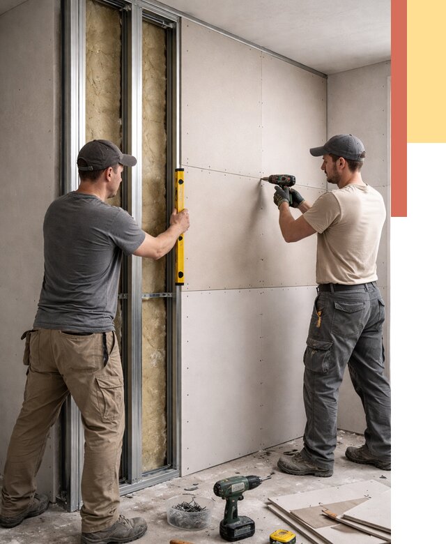 Монтаж двухслойной перегородки из гипсокартона в Норильске от 1506 руб. | ОТДЕЛОЧНИК-Нрл