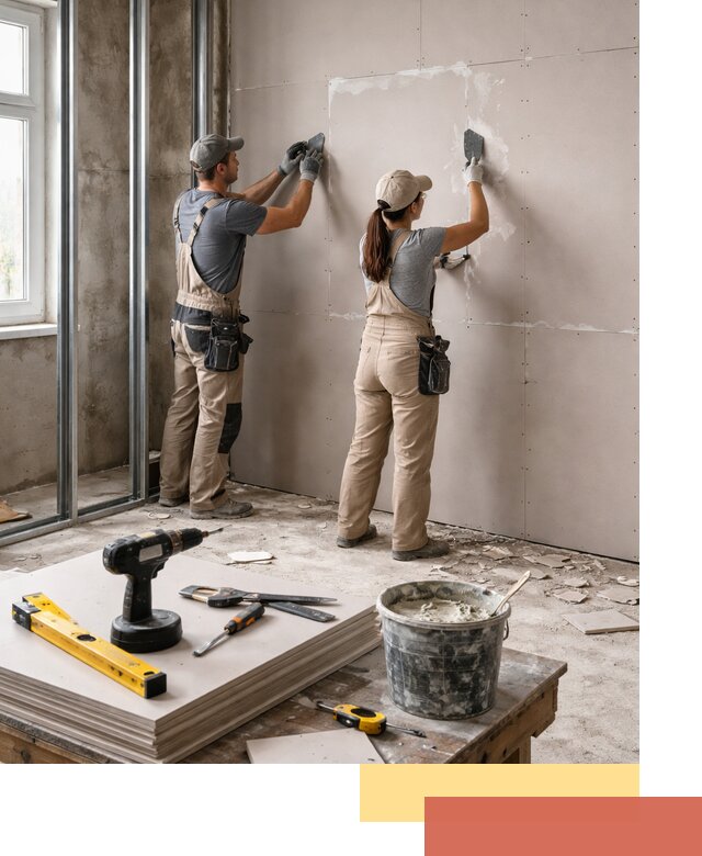 Монтаж двухслойной перегородки из гипсокартона в Норильске