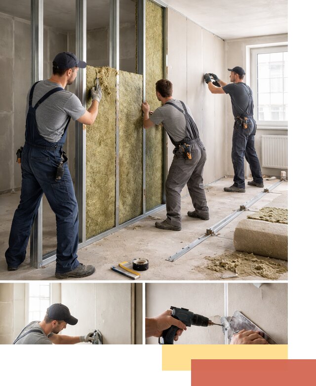 Перегородка из гипсокартона с шумоизоляцией в Норильске — монтаж под ключ