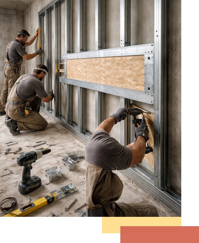 Усиленная перегородка для крепления тяжёлых конструкций в Норильске