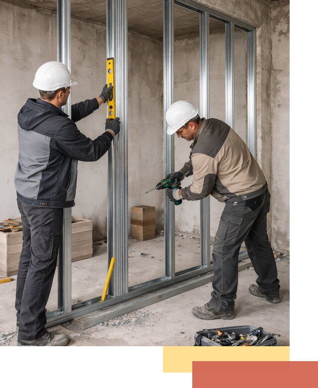 Монтаж каркаса перегородки из профиля в Норильске