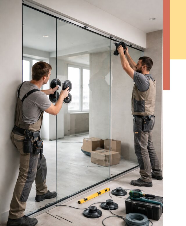 Монтаж стеклянных перегородок в Норильске от 6750 руб. | ОТДЕЛОЧНИК-Нрл