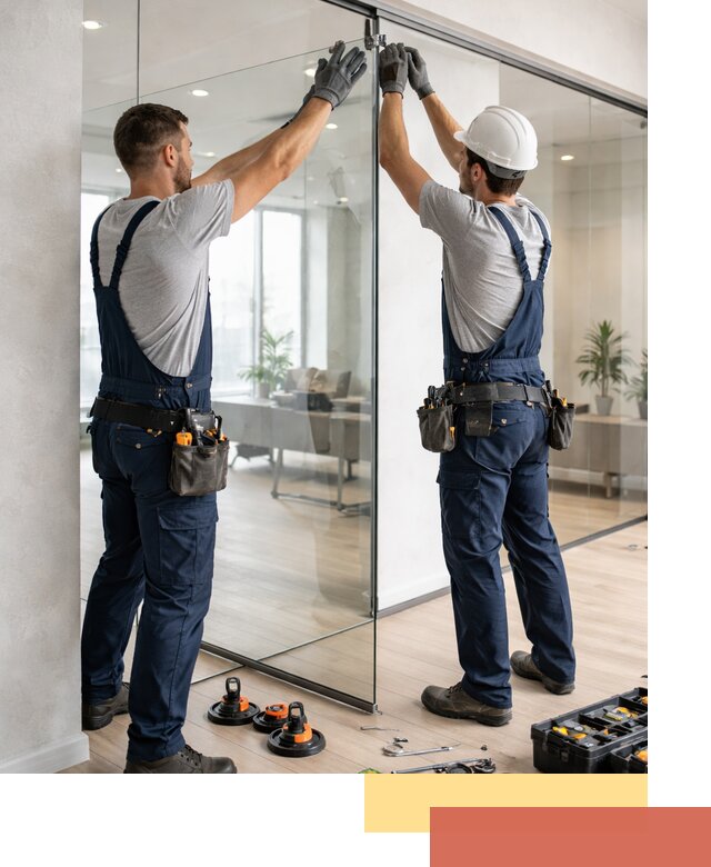 Безрамные стеклянные перегородки под ключ в Норильске