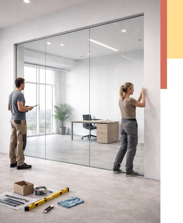 Перегородки из закаленного стекла в Норильске от 9866 руб. под ключ | ОТДЕЛОЧНИК-Нрл