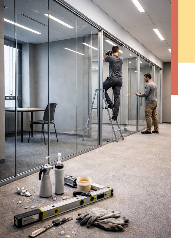 Стеклянные офисные перегородки в Норильске от 8827 руб. — монтаж и установка | ОТДЕЛОЧНИК-Нрл