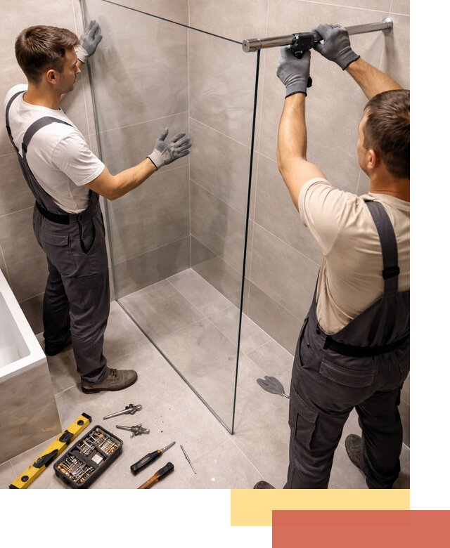 Стеклянные перегородки для душа в Норильске — изготовление и монтаж