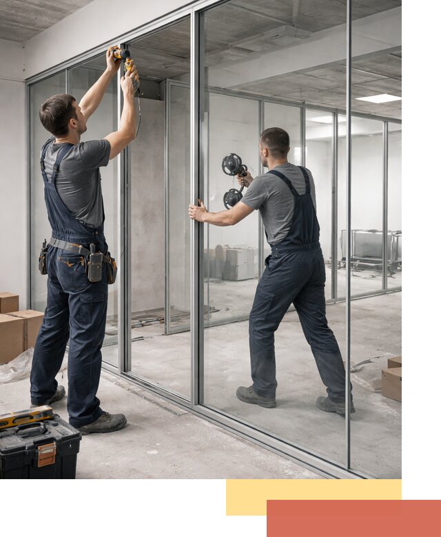 Алюминиевые перегородки со стеклом в Норильске — изготовление и монтаж