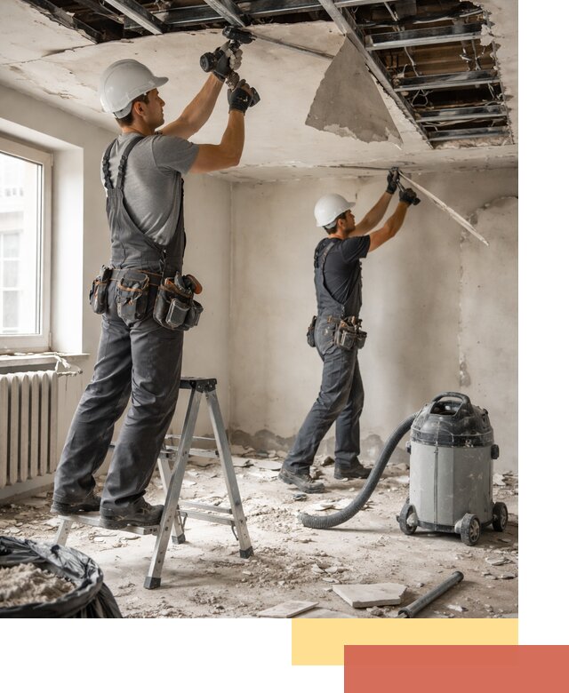 Демонтаж гипсокартонного потолка в Норильске быстро и аккуратно