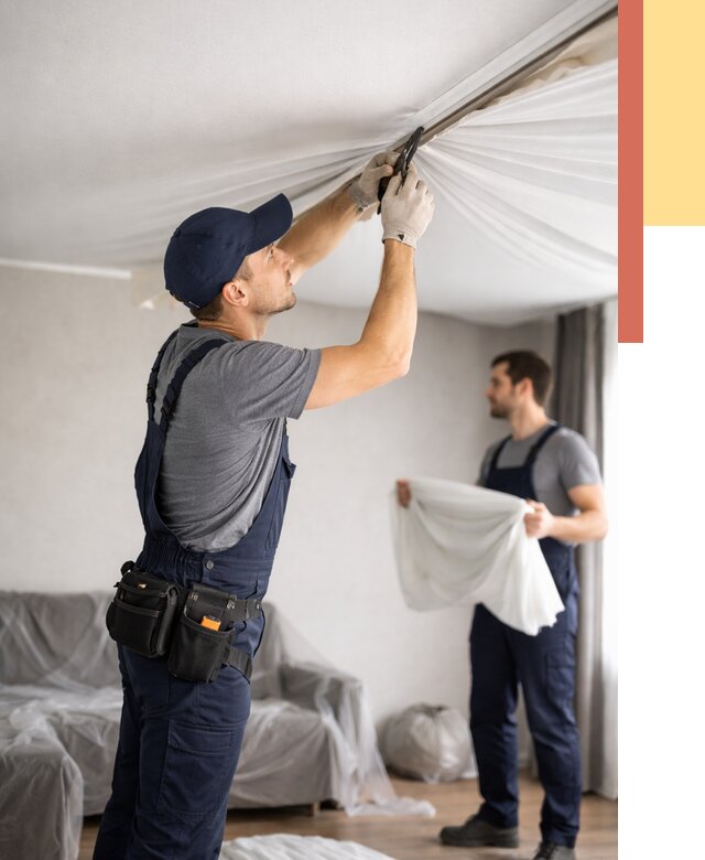 Демонтаж натяжного потолка в Норильске от 4673 руб. — снятие и разбор под ключ | ОТДЕЛОЧНИК-Нрл