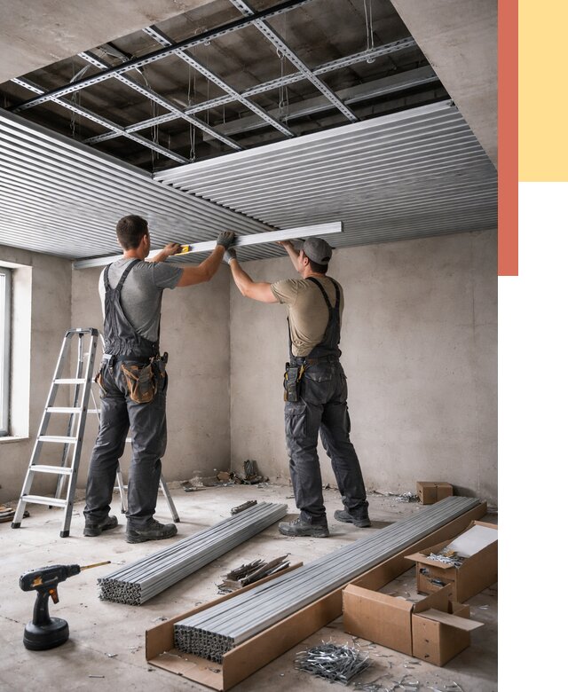 Монтаж реечного потолка в Норильске от 4673 руб. под ключ | ОТДЕЛОЧНИК-Нрл