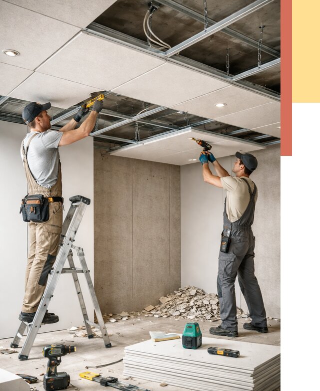 Монтаж акустического потолка в Норильске от 6750 руб/м2 — быстро и недорого | ОТДЕЛОЧНИК-Нрл