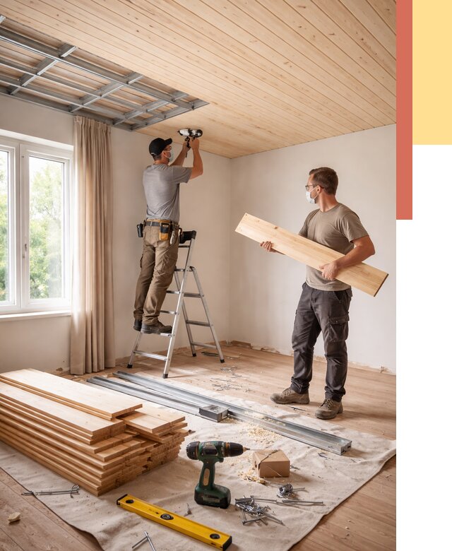 Монтаж потолка из вагонки в Норильске от 6750 руб. | Быстро и недорого — ОТДЕЛОЧНИК-Нрл