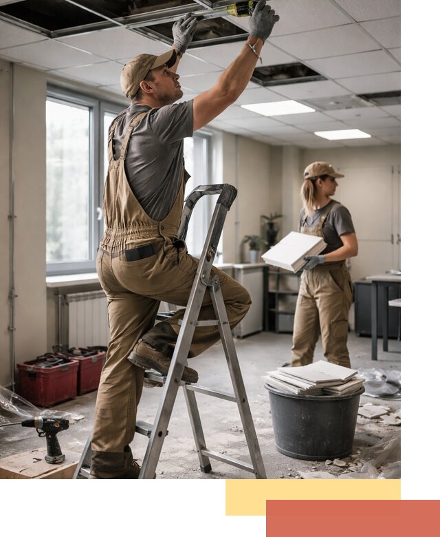 Ремонт потолка Армстронг и замена плит в Норильске