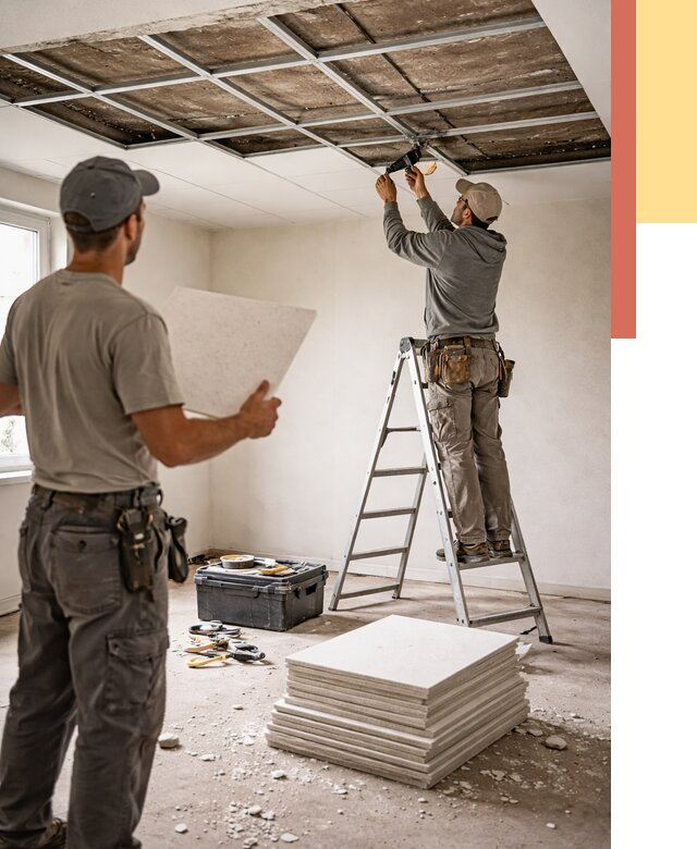 Замена плит подвесного потолка в Норильске от 1817 руб. быстро и недорого | ОТДЕЛОЧНИК-Нрл
