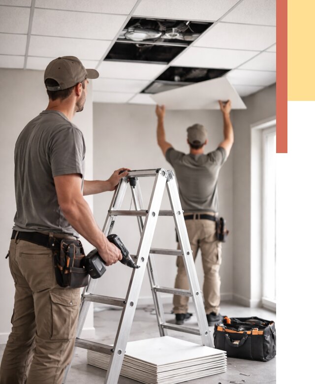 Обслуживание подвесного потолка в Норильске от 3635 руб. — быстро и недорого | ОТДЕЛОЧНИК-Нрл