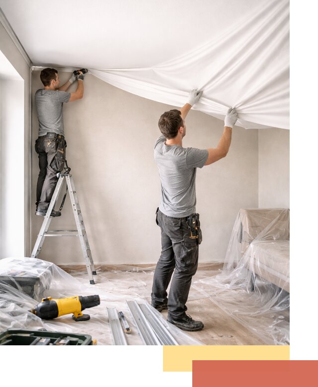 Монтаж тканевого натяжного потолка в Норильске недорого и быстро