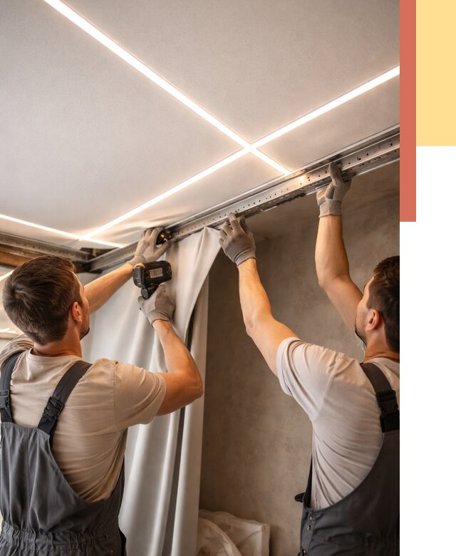 Монтаж натяжного потолка со световыми линиями в Норильске от 1246 руб. | ОТДЕЛОЧНИК-Нрл