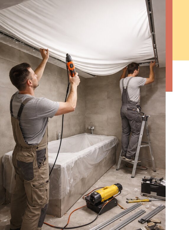 Монтаж натяжного потолка в ванной в Норильске от 1246 руб. под ключ | ОТДЕЛОЧНИК-Нрл