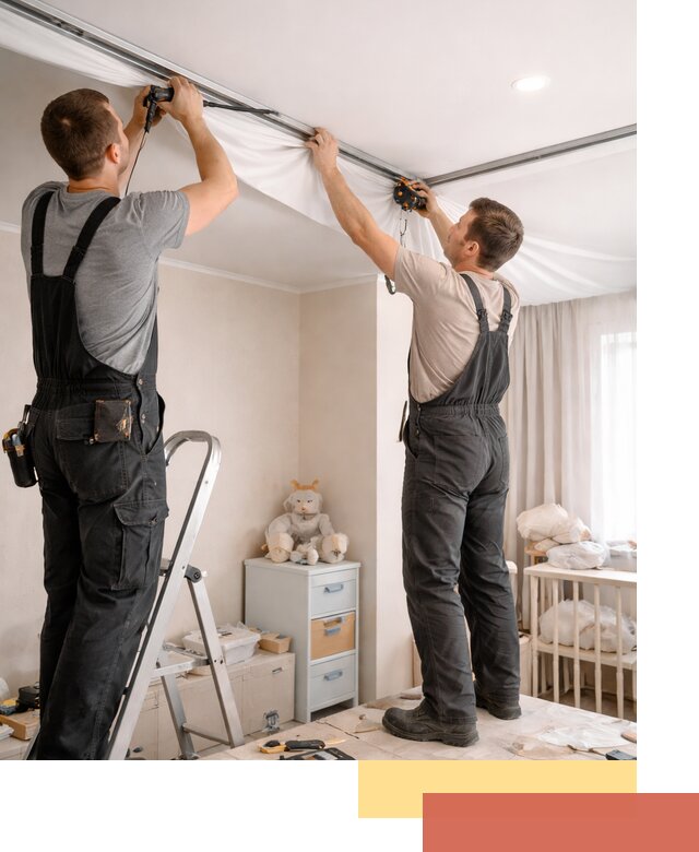 Монтаж натяжного потолка в детской комнате в Норильске