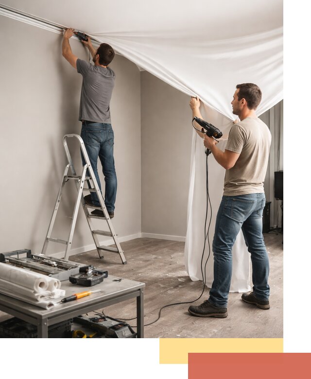 Монтаж натяжного потолка в студии в Норильске