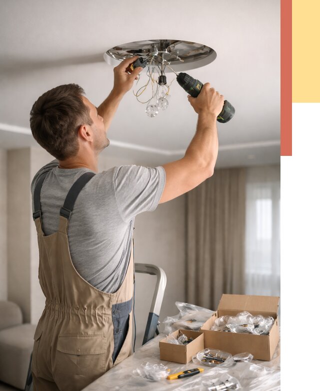 Установка люстры в натяжной потолок в Норильске от 1246 руб. | Быстро и недорого — ОТДЕЛОЧНИК-Нрл